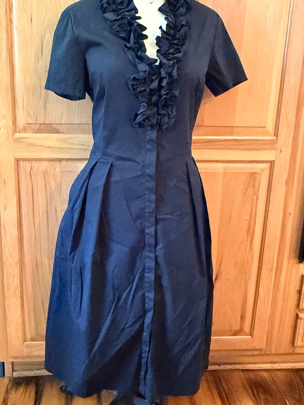 Lafayette 148 Black Ruffle-Front Dress Size 8